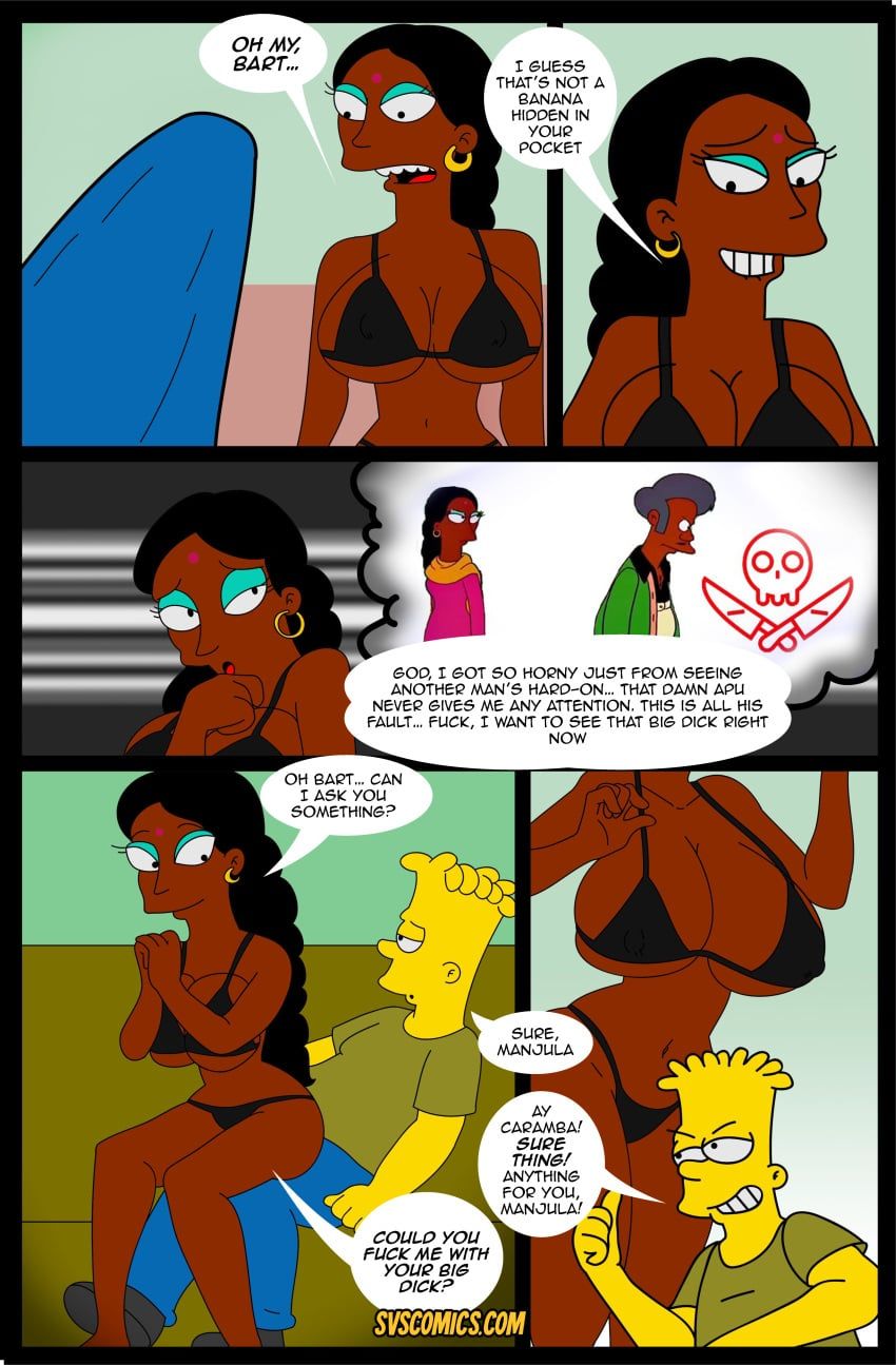 bart_simpson, manjula_nahasapeemapetilon, the_simpsons, svscomics, 1girl1boy