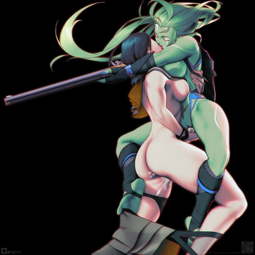 original_character, original, orihalchon, 2girls, against_wall