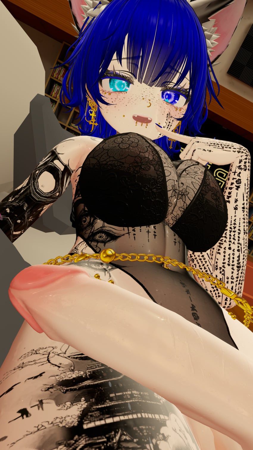 rivy_cytherea, vrchat, 1girls, blue_eyes, blue_hair