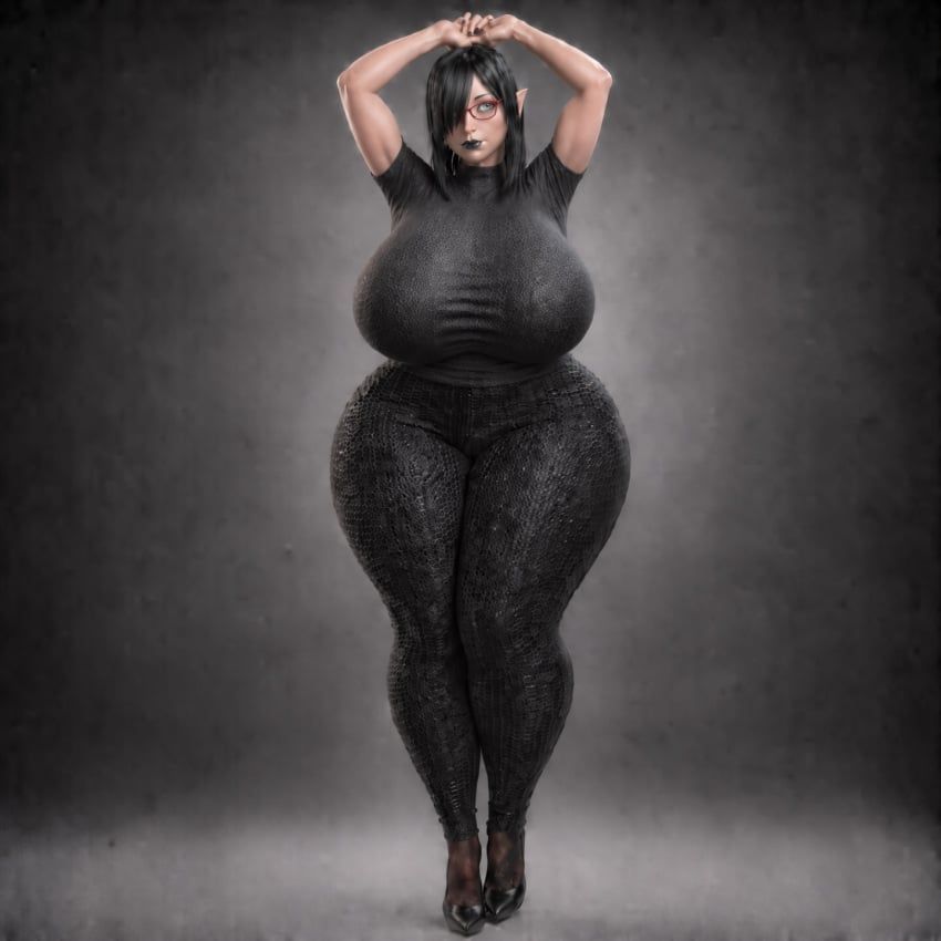 mavis_dracula, arms_above_head, arms_up, biceps, big_calves