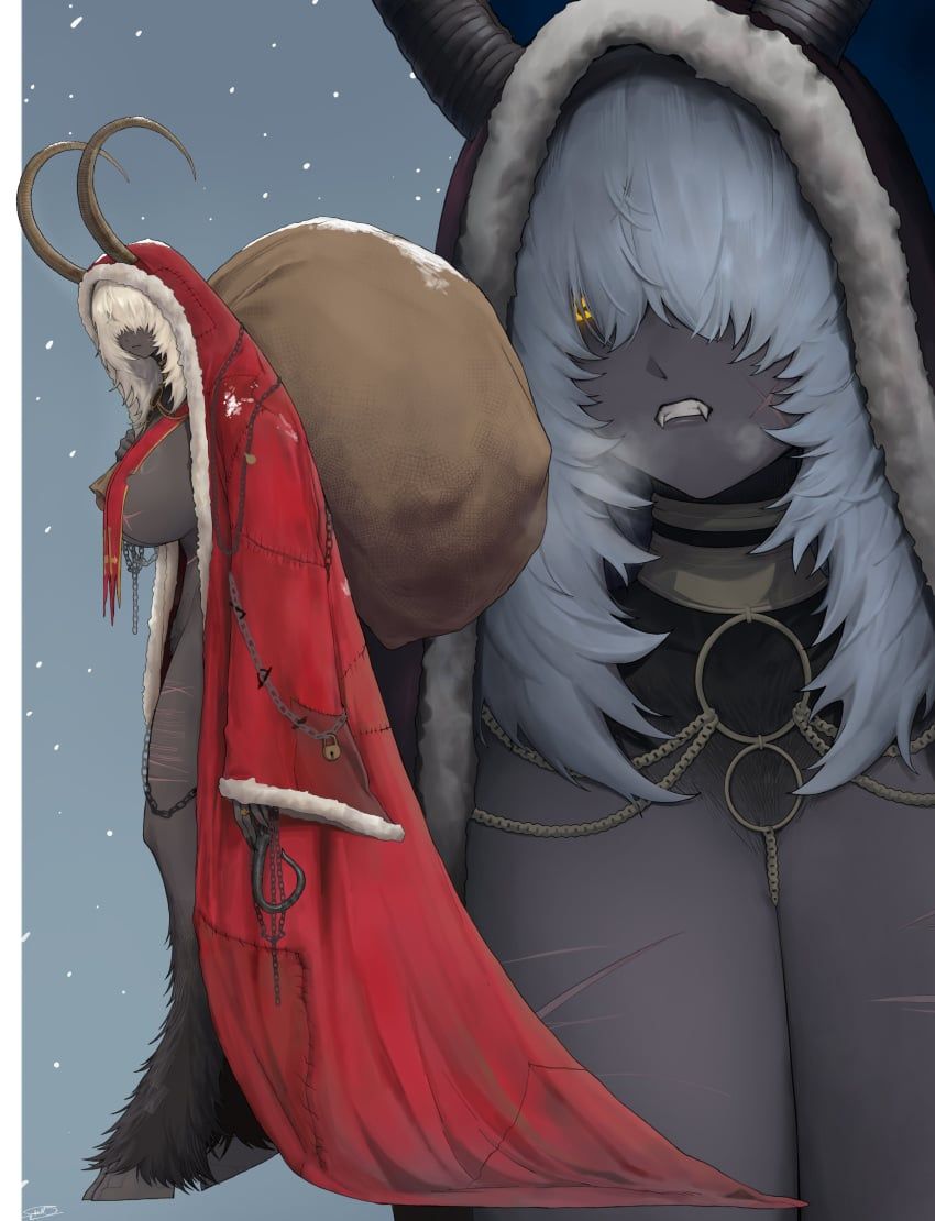 krampus, christmas, skullse, 1girls, big_breasts