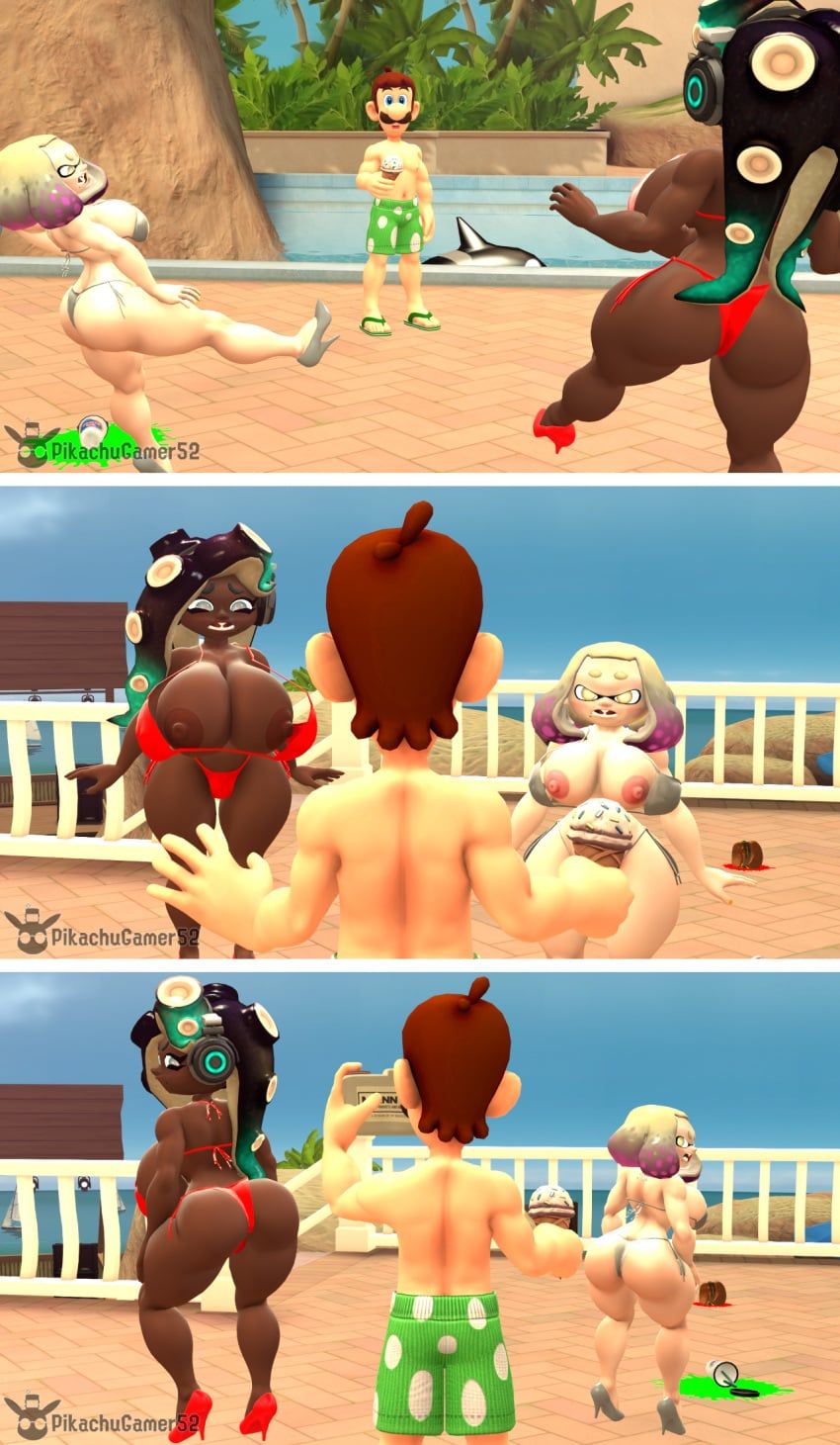 luigi, marina_(splatoon), pearl_(splatoon), mario_(series), nintendo