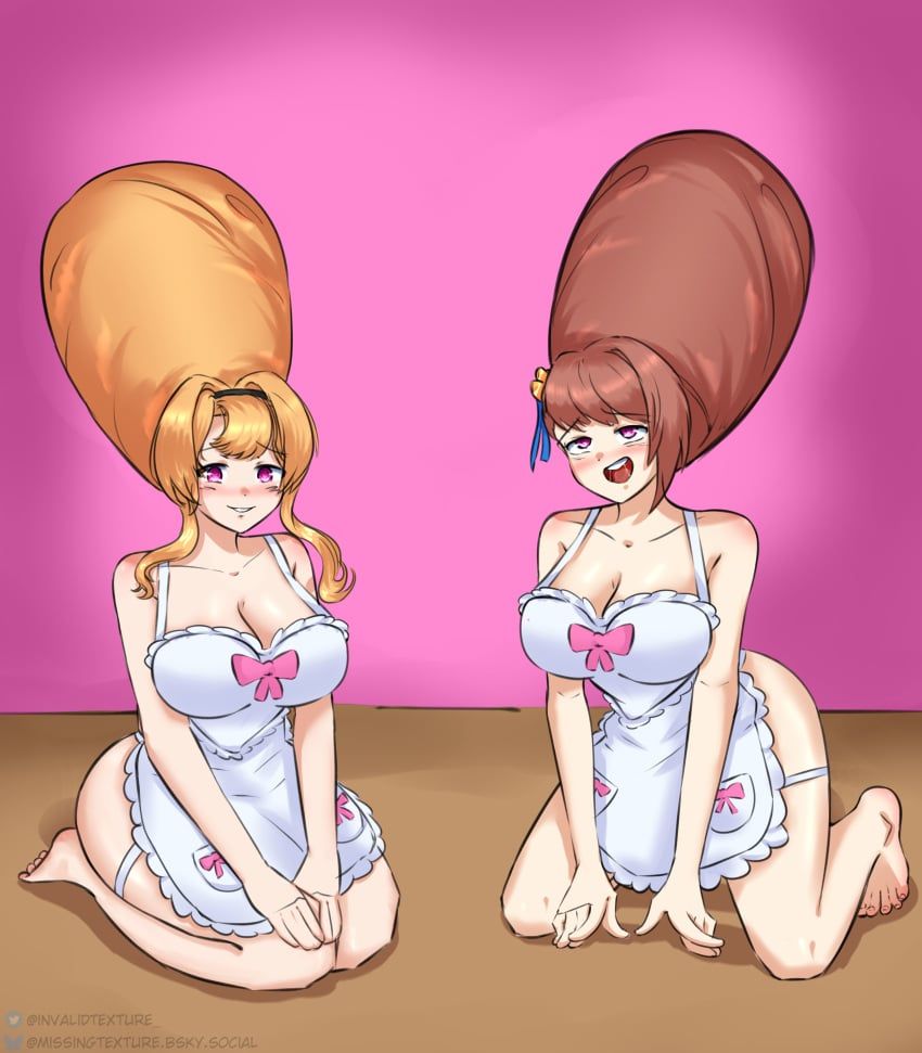 beatrix_(granblue_fantasy), zeta_(granblue_fantasy), granblue_fantasy, alternate_hairstyle, apron
