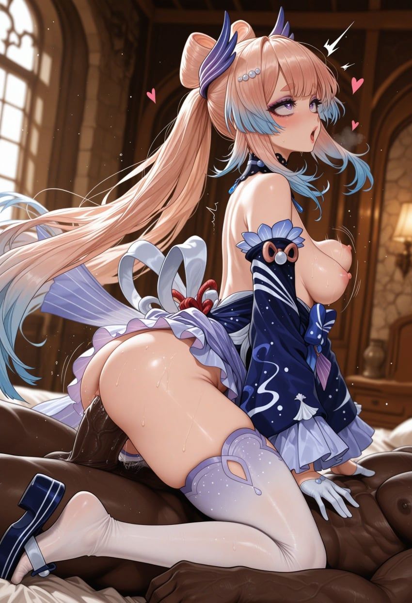 sangonomiya_kokomi, genshin_impact, vantawaifu, 1boy, 1girl