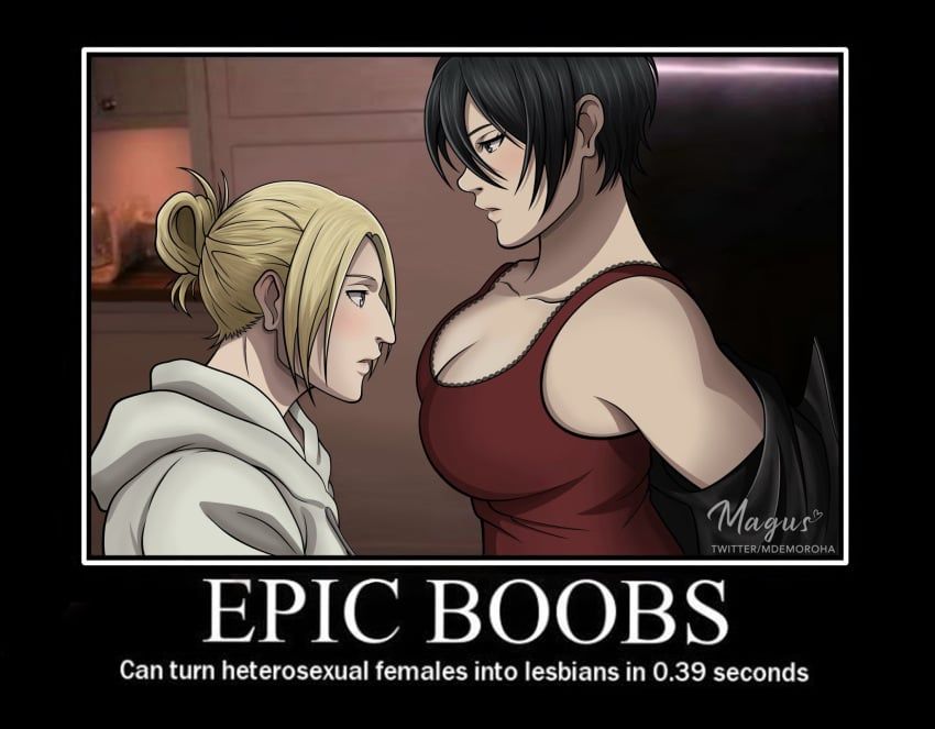 annie_leonhardt, mikasa_ackerman, attack_on_titan, shingeki_no_kyojin, 2girls