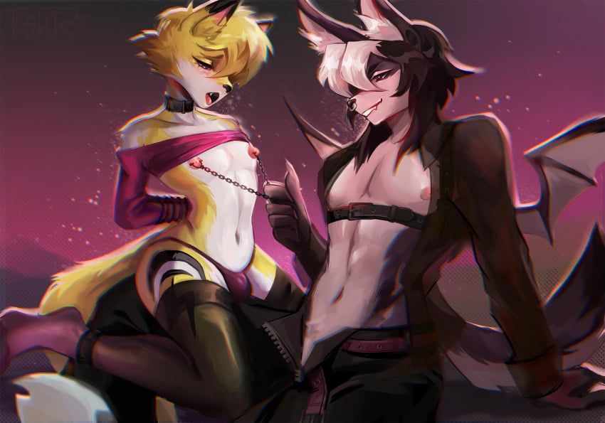 ksujo, accessory, anthro, areola, back_wings