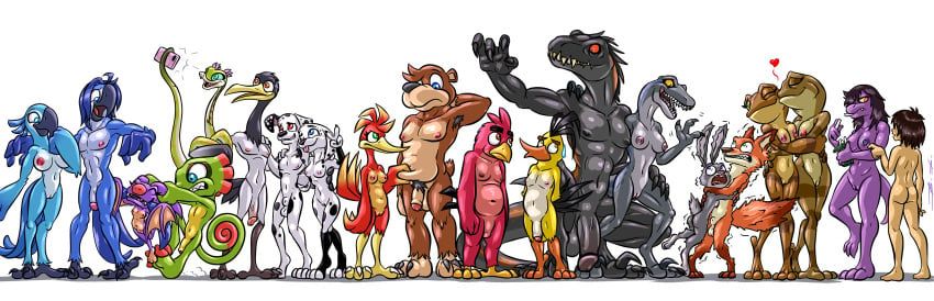 banjo_(banjo-kazooie), blue_(jurassic_world), chuck_(angry_birds), indoraptor, jewel_(rio)