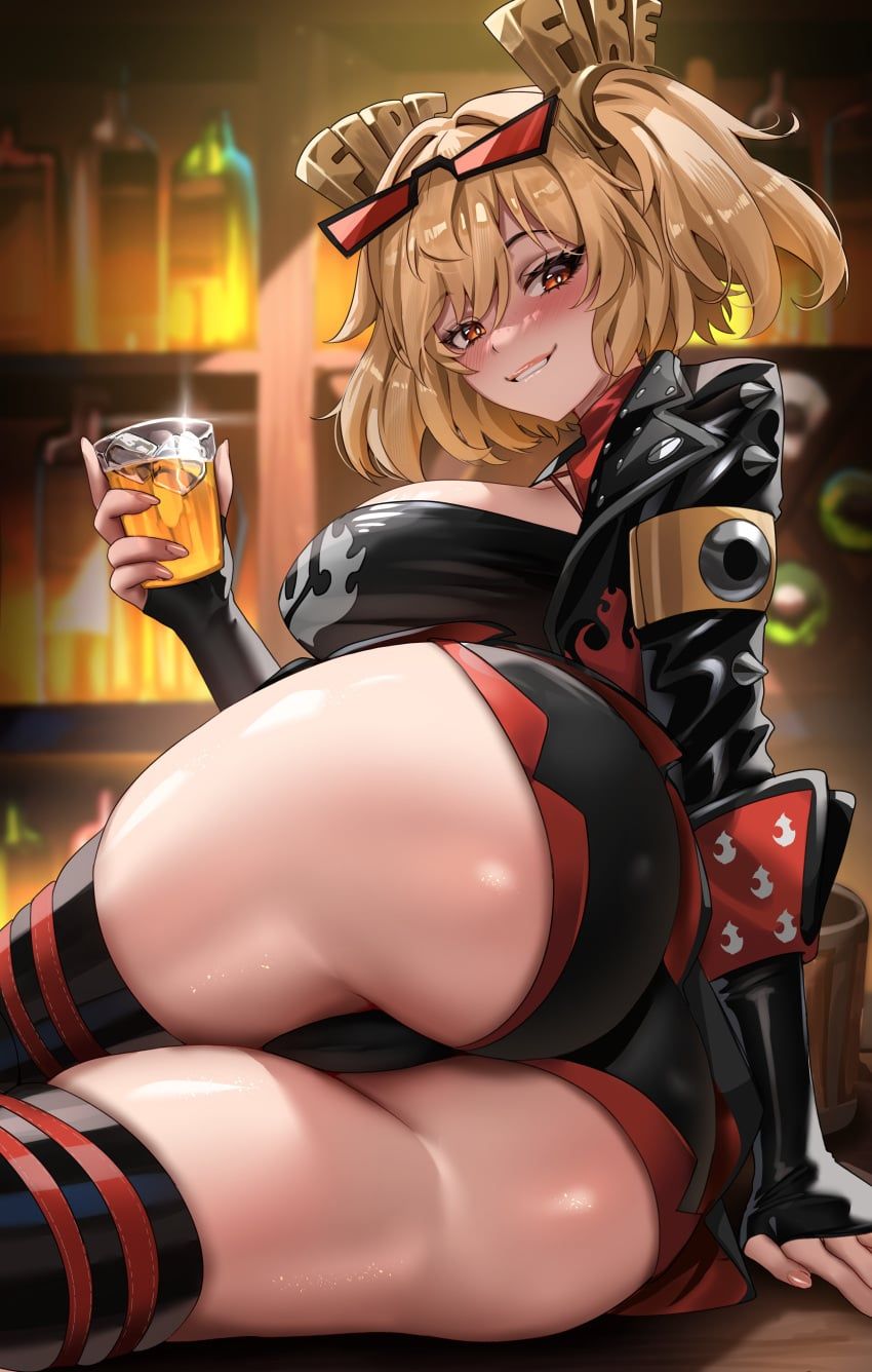 burnice_white, zenless_zone_zero, enmanuelart20, 1girls, alcohol