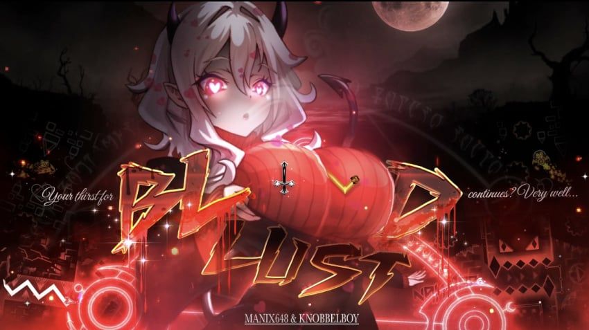 extreme_demon, modeus_(helltaker), geometry_dash, helltaker, big_breasts