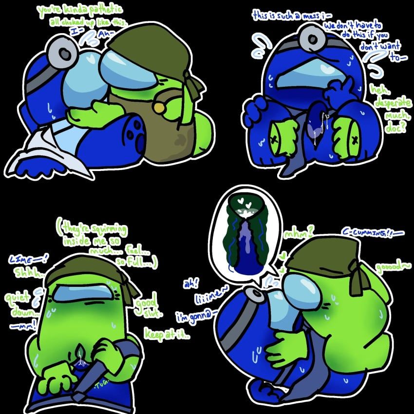 blue_(among_us), lime_(among_us), among_us, among_us_(series), cum