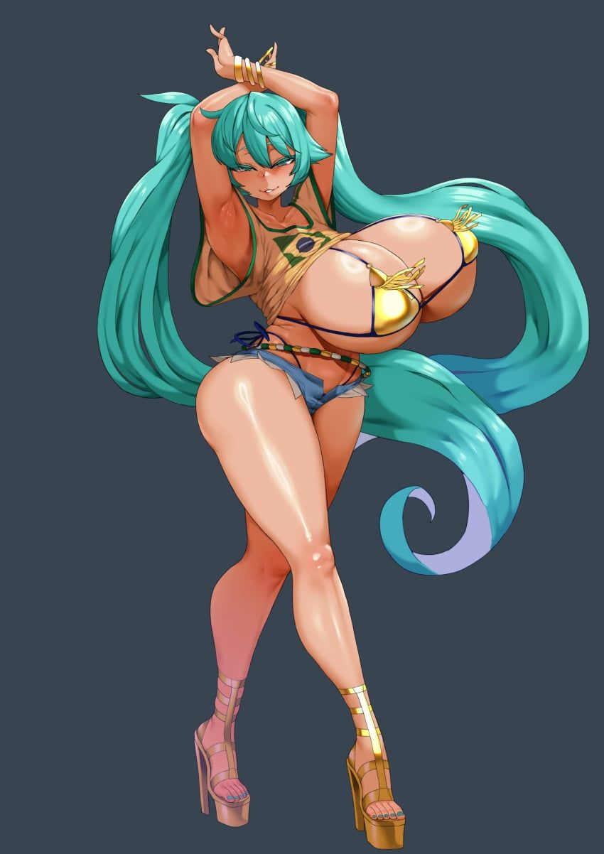 brazilian_miku, era_(erasion), armpits, big_breasts, big_cleavage
