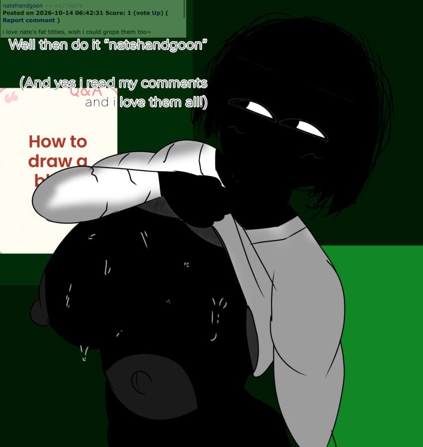 nate_hand_gesture, 1girl, black_body, black_hair, black_skin