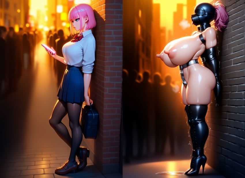 tgm101_(artist), 1girls, annoyed, armbinder, backlighting