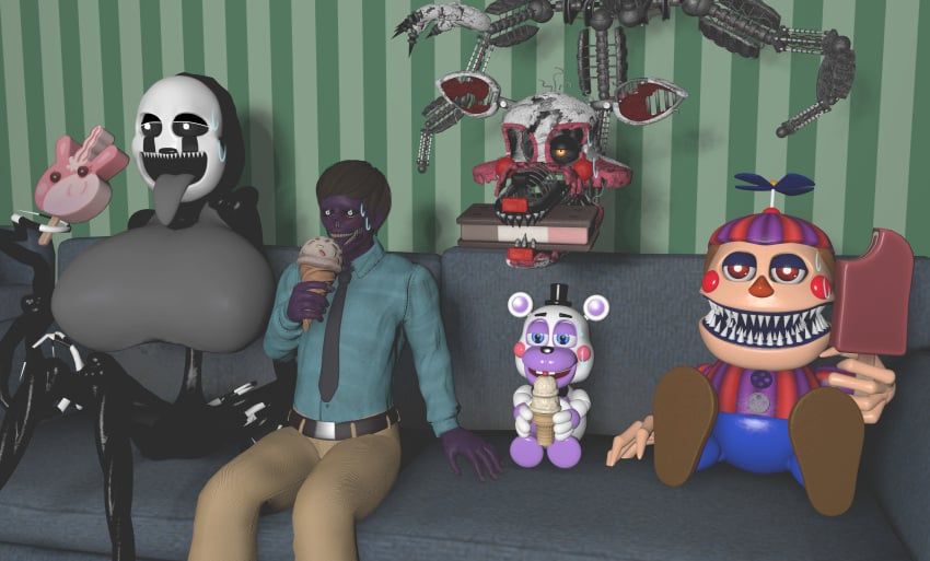 helpy, michael_afton, nightmare_balloon_boy, nightmare_mangle, nightmarionne