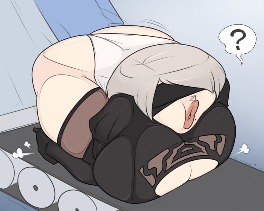 yorha_2b, noh-buddy, confused, cube_transformation, degradation