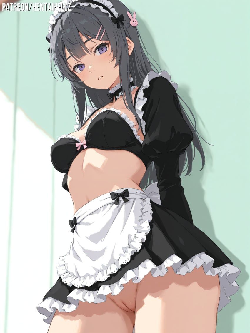sakurajima_mai, hentaihell, bangs, dark_grey_hair, female