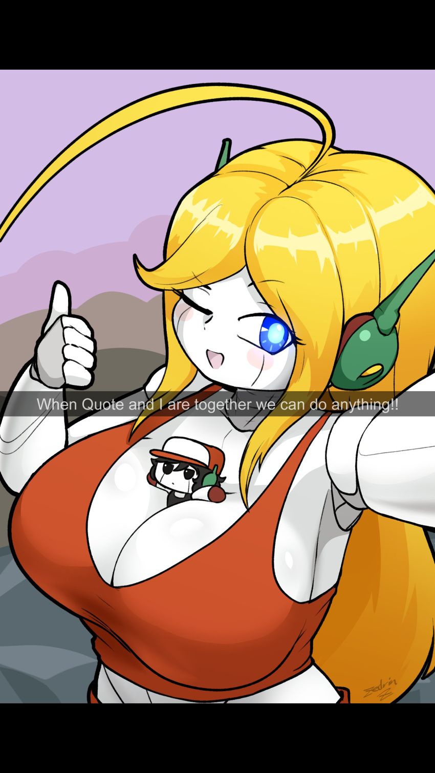 curly_brace, quote_(cave_story), cave_story, zedrin, 1boy