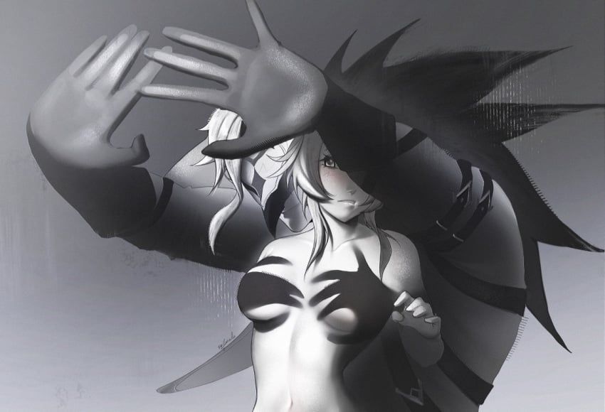 dottore_(genshin_impact), lumine_(genshin_impact), genshin_impact, 1boy1girl, belly