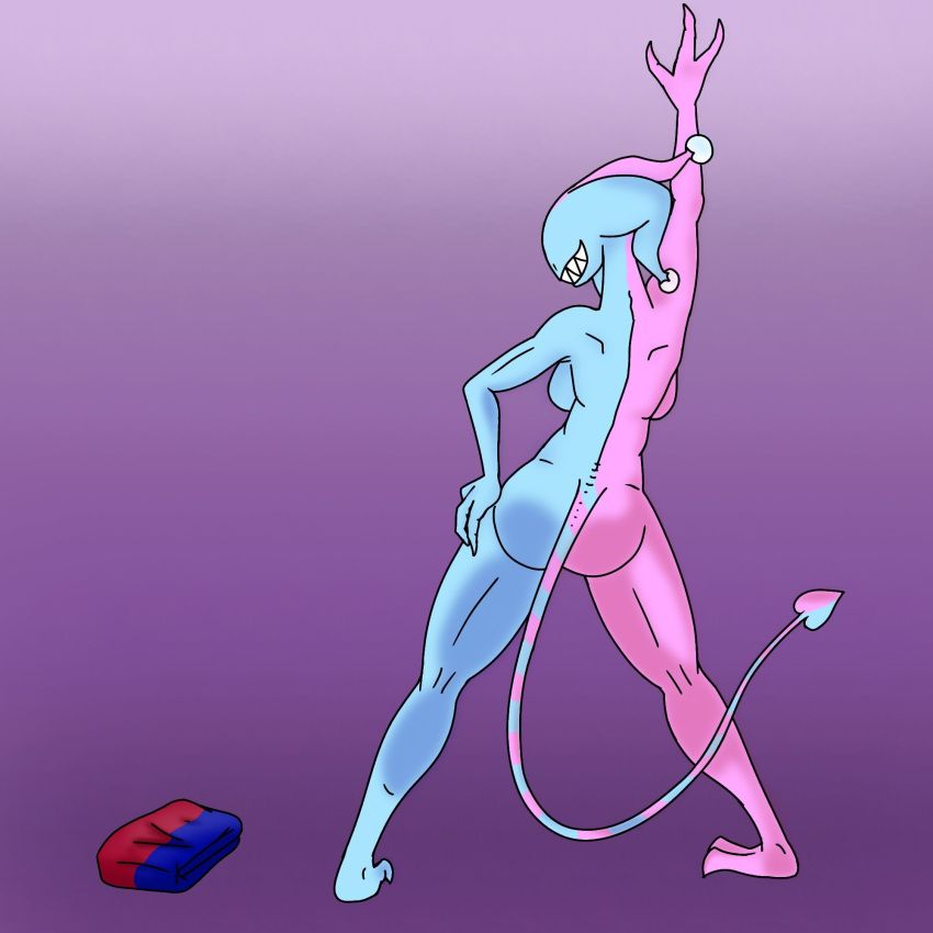 2_toes, 3_fingers, anthro, back_boob, back_muscles