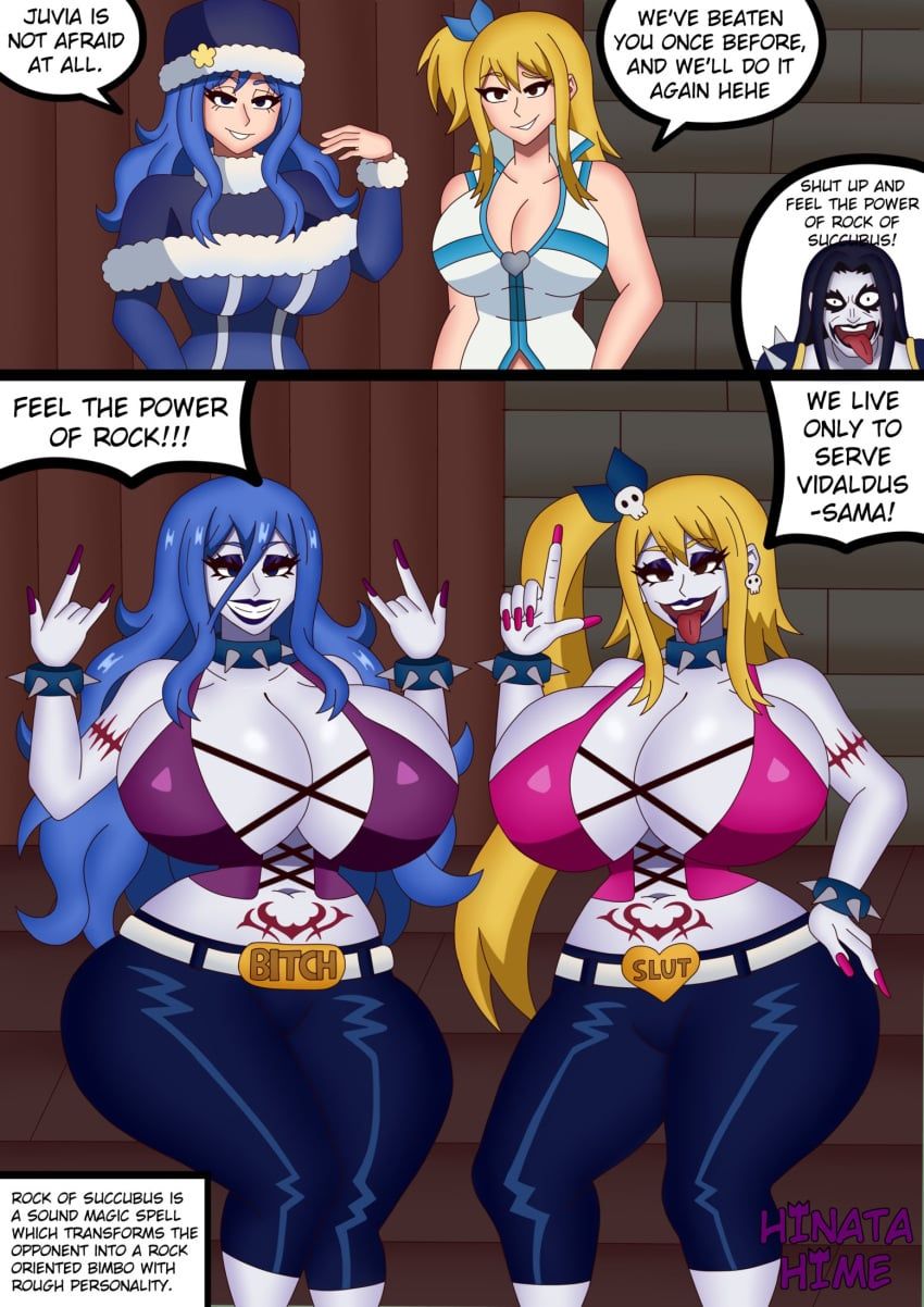 juvia_lockser, lucy_heartfilia, rock_of_succubus, vidaldus_taka, fairy_tail