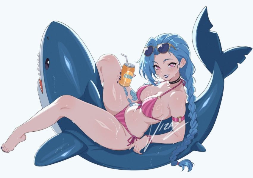 jinx_(league_of_legends), league_of_legends, vizaz, 1girls, big_breasts