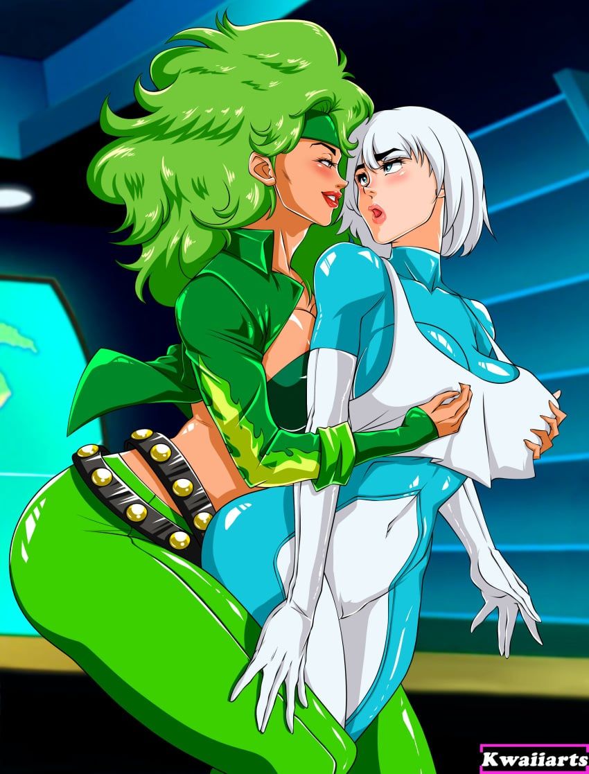 fire_(dc), ice_(dc), dc_comics, kwaiiarts, 2girls