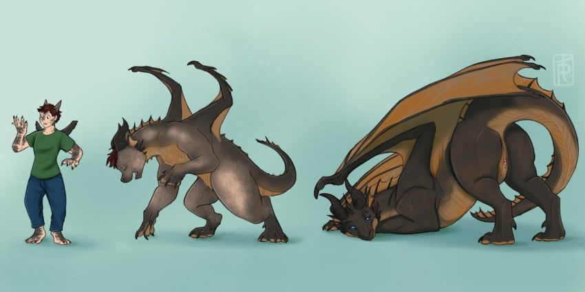 european_mythology, mythology, palehorntea, biped_to_quadruped, blue_background