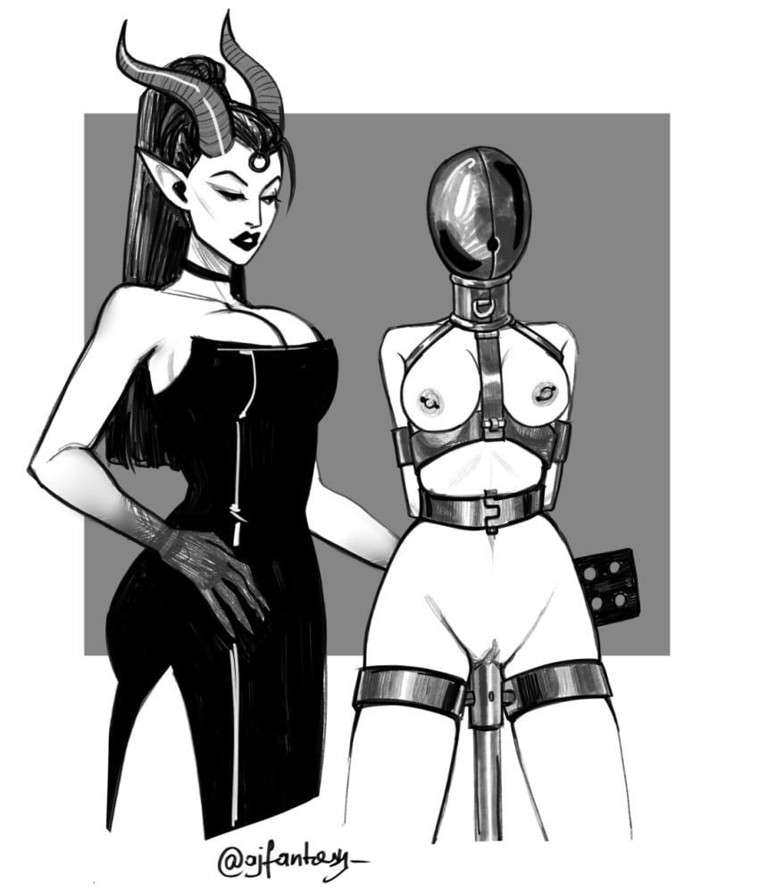 ajfantasy, 2girls, arms_behind_back, blindfolded, bondage