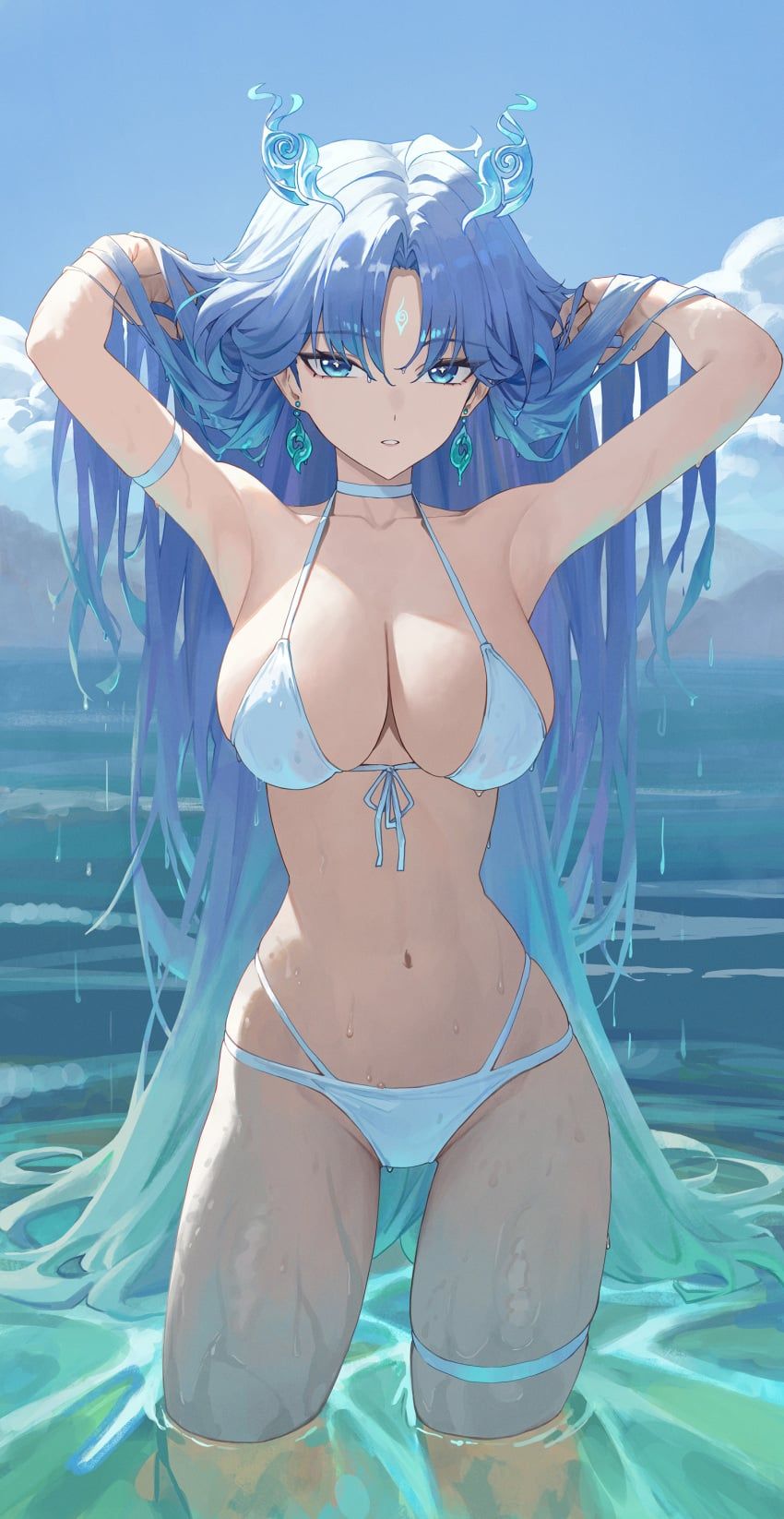 qingxiao_(wuthering_waves), wuthering_waves, 1girls, big_breasts, bikini