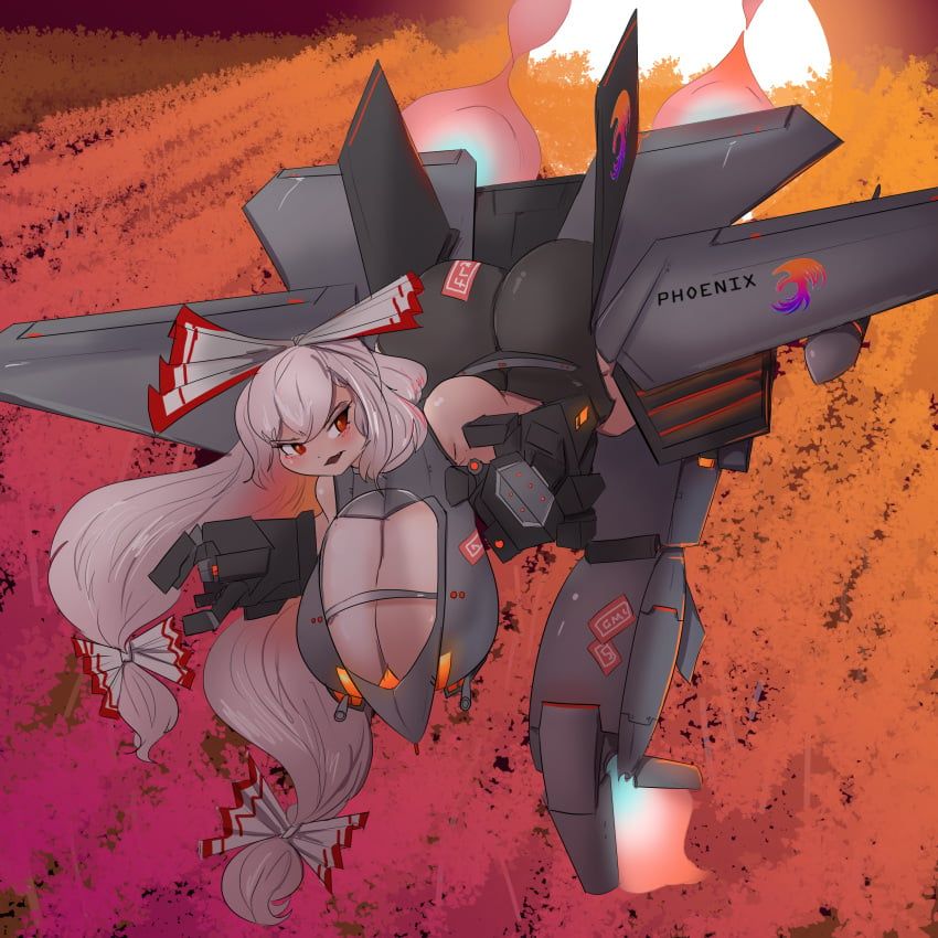 fujiwara_no_mokou, ace_combat, touhou, greenm, cleavage