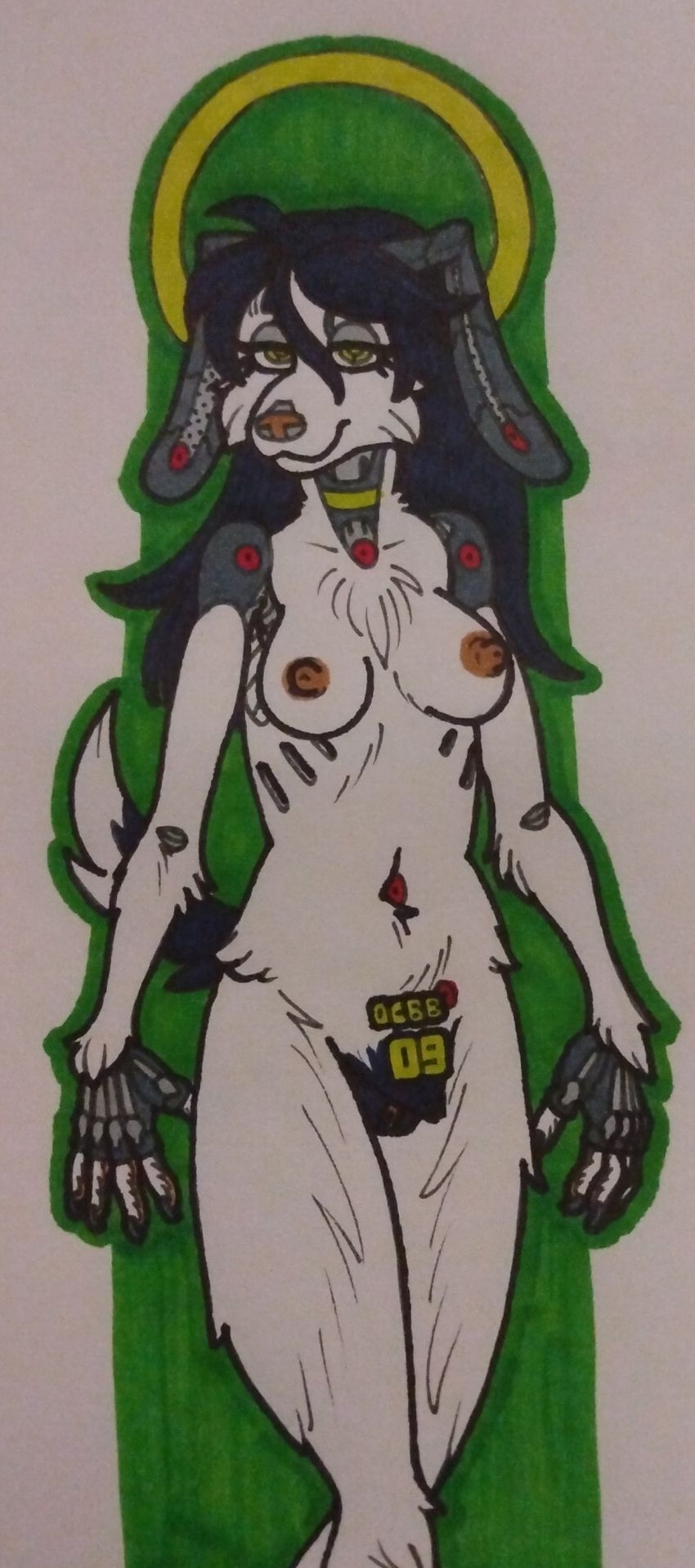 bridgette_(thighlordash), anthro, areola, black_hair, breasts