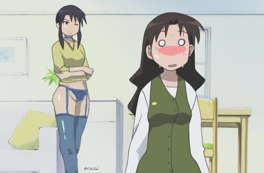 nyamo_minamo_kurosawa, yukari_tanizaki, azumanga_daiou, fukutoad, blue_lingerie