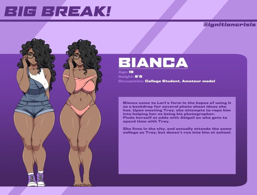bianca_(ignitioncrisis), ichan, 1girls, black_hair, bra