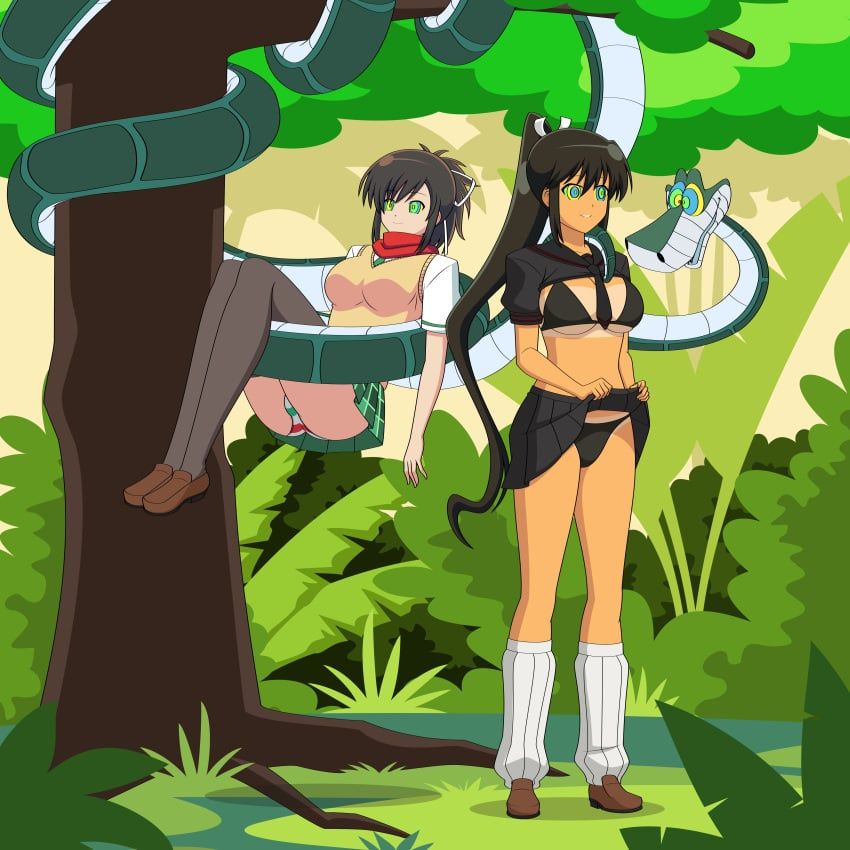 asuka_(senran_kagura), homura_(senran_kagura), kaa, disney, marvelous