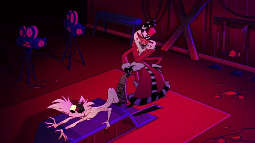 angel_dust_(hazbin_hotel), sinner, valentino_(hazbin_hotel), hazbin_hotel, spindlehorse_toons