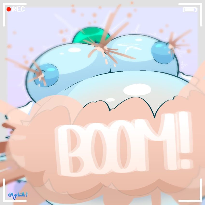 lychiiart, 1girl, balloon_belly, balloon_breasts, belly