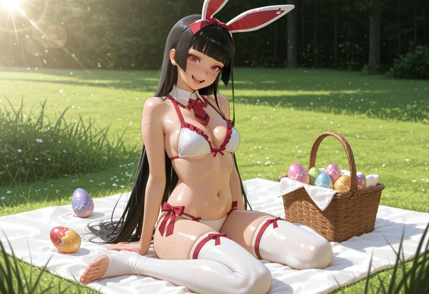 rory_mercury, easter, kermixx, 1girl, :d