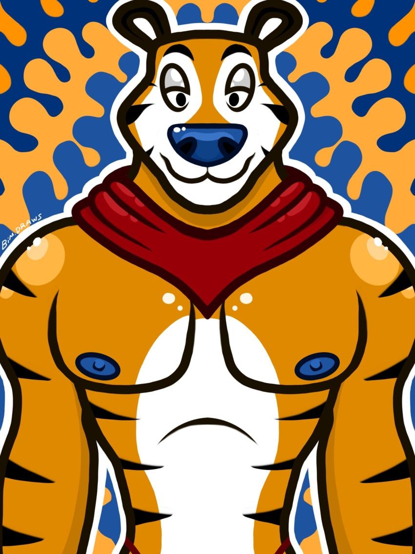 tony_the_tiger, kellogg's, bimdraws, black_eyes, cat