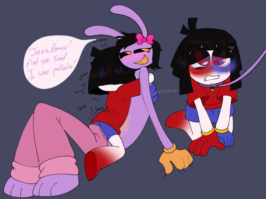 jax_(the_amazing_digital_circus), pomni_(the_amazing_digital_circus), the_amazing_digital_circus, chimeracocks, 2girls