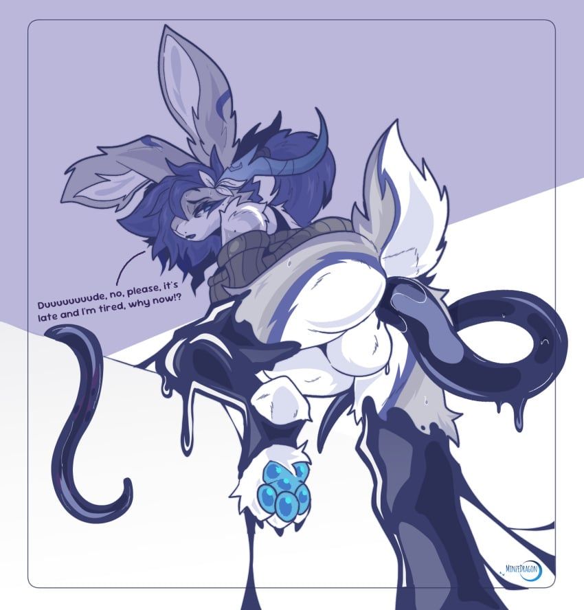 minze, ambiguous_gender, anthro, antlers, blue_and_white