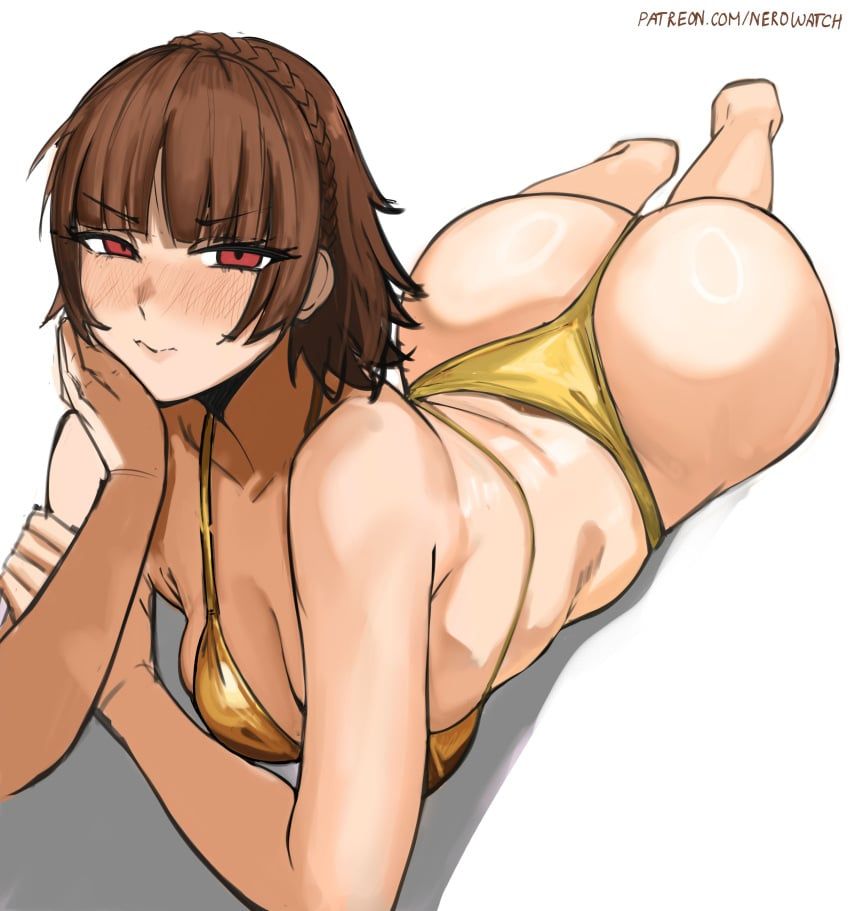 makoto_niijima, persona, persona_5, nero_watch, ass