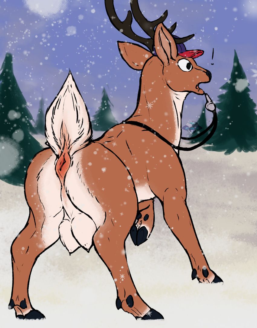 comet_(reindeer), rudolph_the_red-nosed_reindeer_(tv_special), yonnixart, animal_genitalia, balls