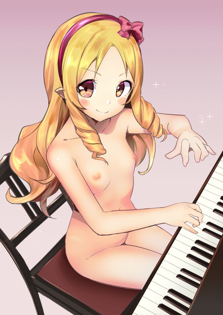 yamada_elf, eromanga_sensei, akechi_shizuku, blonde_hair, blush_stickers
