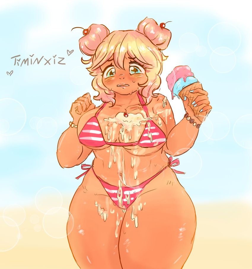 original_character, timinxiz_, beach, bikini, breasts