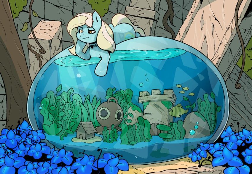 my_little_pony, ahobobo, 1girls, earth_pony, fishbowl