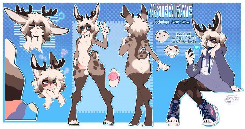 aster_faye, cocoline_(artist), anthro, antlers, balls