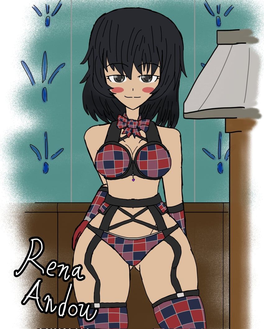andou_(girls_und_panzer), girls_und_panzer, ellen_rochefil, background, bedroom_background