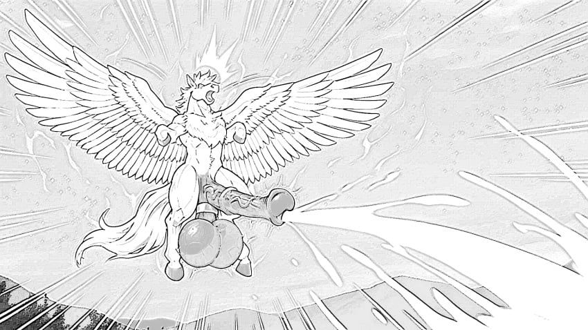 mythology, horsecumrain_(artist), 1boy, animal_genitalia, animal_penis
