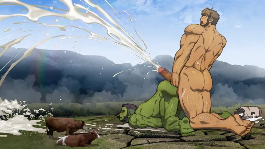 another_eidos_of_dragon_vein_r, hrio, 2boys, after_anal, all_fours