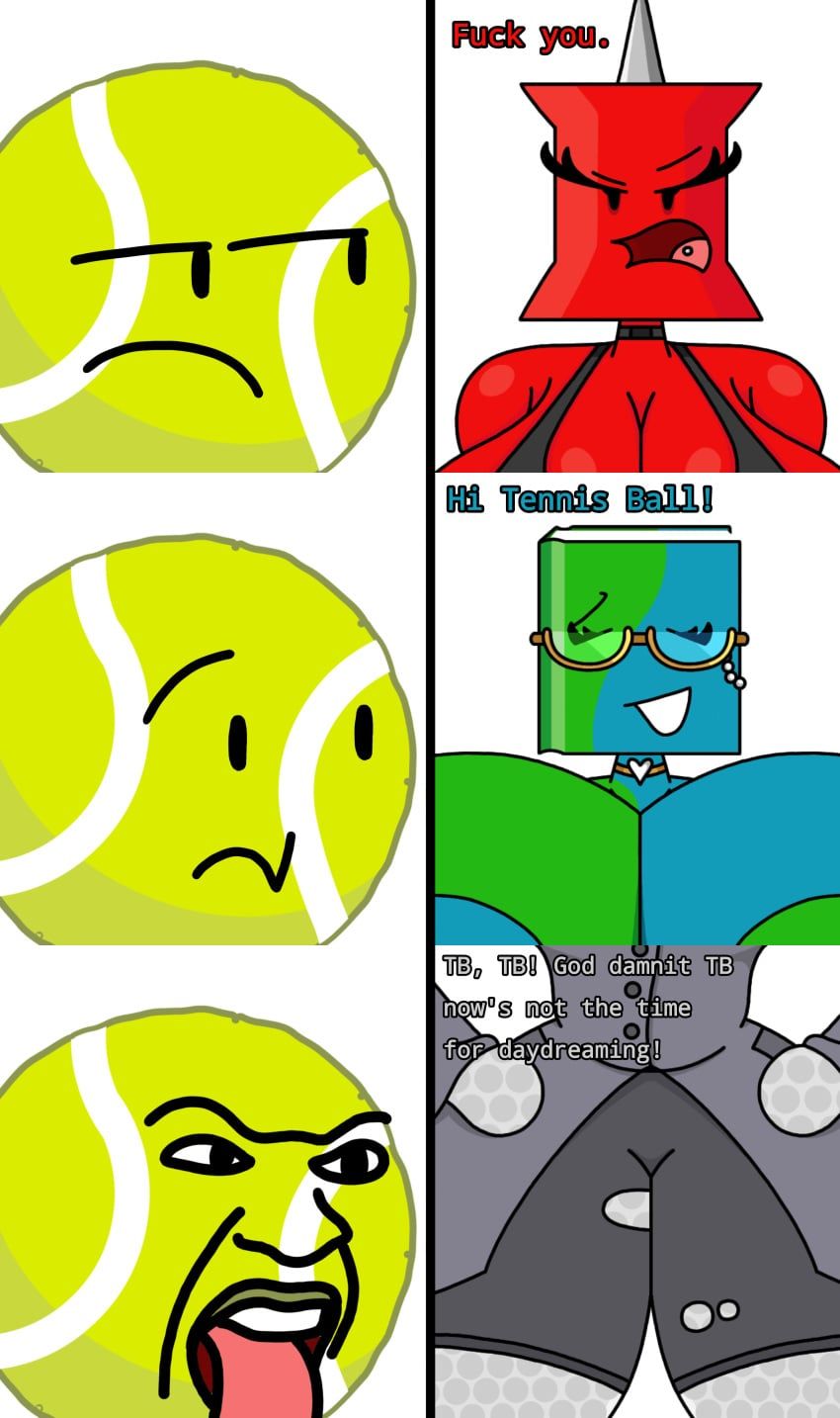 book_(bfdi), golf_ball_(bfdi), pin_(bfdi), tennis_ball_(bfdi), battle_for_dream_island